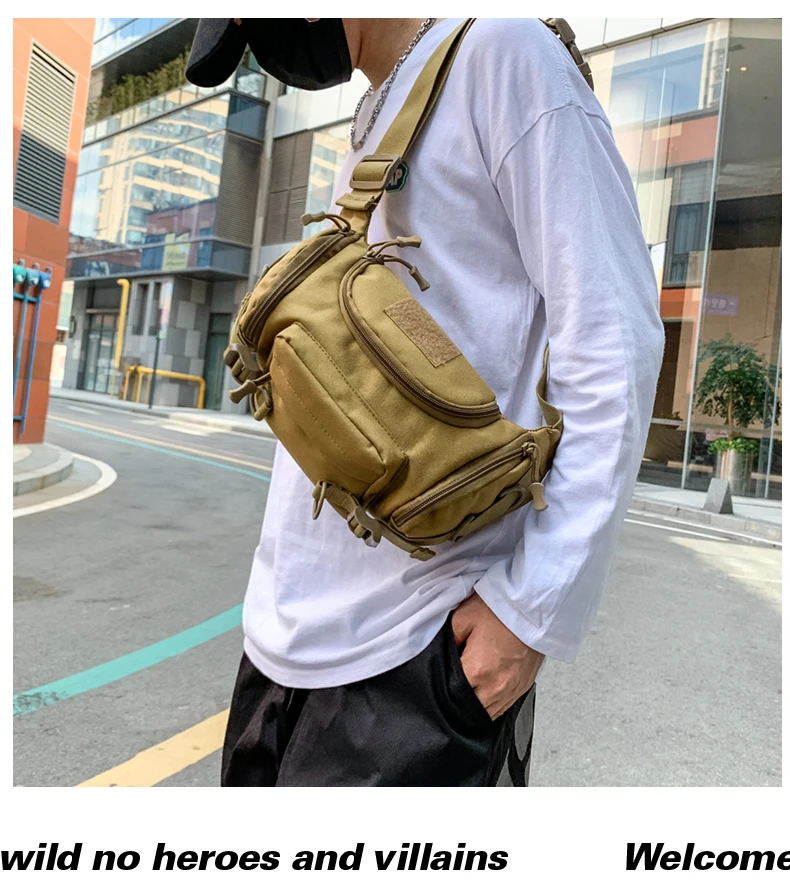 1000D Waterproof Oxford Men's Belt Fanny Pack Shoulder Messenger Bag Tactical Chest Bags