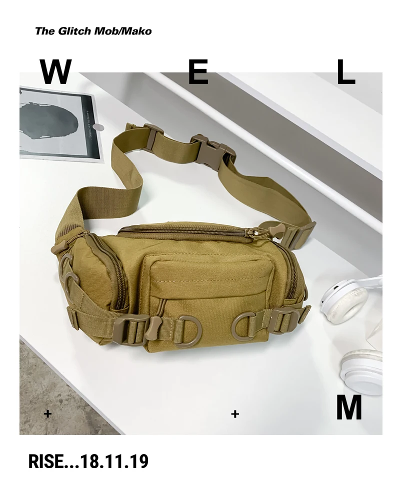 1000D Waterproof Oxford Men's Belt Fanny Pack Shoulder Messenger Bag Tactical Chest Bags