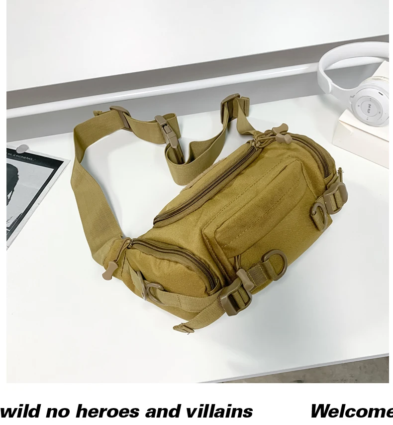 1000D Waterproof Oxford Men's Belt Fanny Pack Shoulder Messenger Bag Tactical Chest Bags
