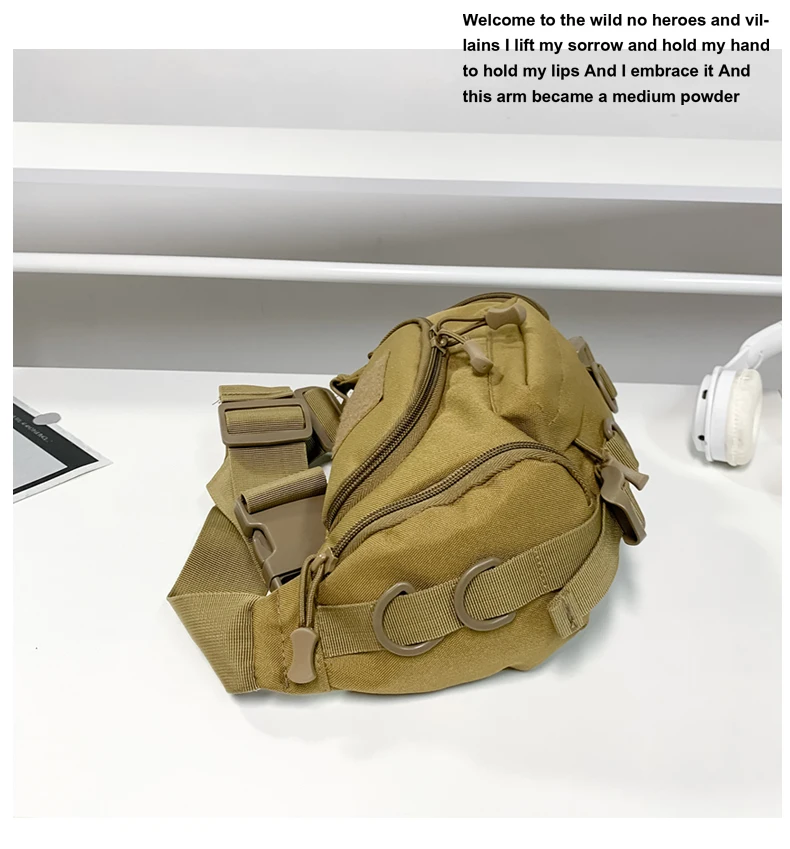 1000D Waterproof Oxford Men's Belt Fanny Pack Shoulder Messenger Bag Tactical Chest Bags