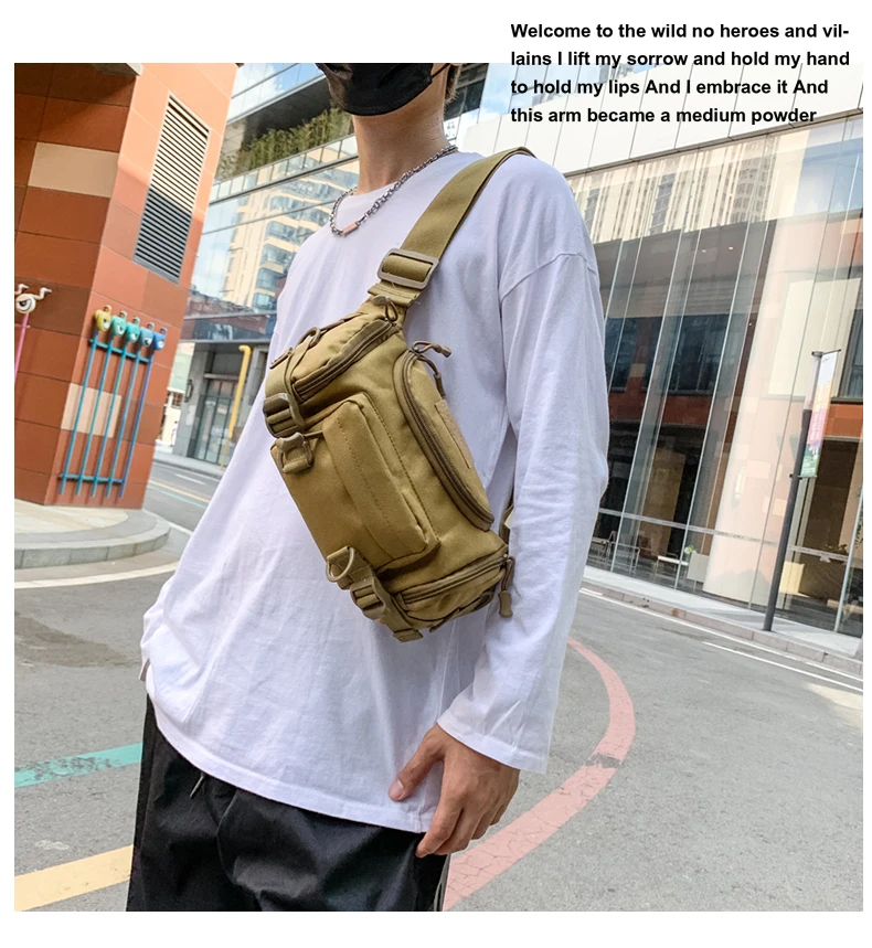 1000D Waterproof Oxford Men's Belt Fanny Pack Shoulder Messenger Bag Tactical Chest Bags