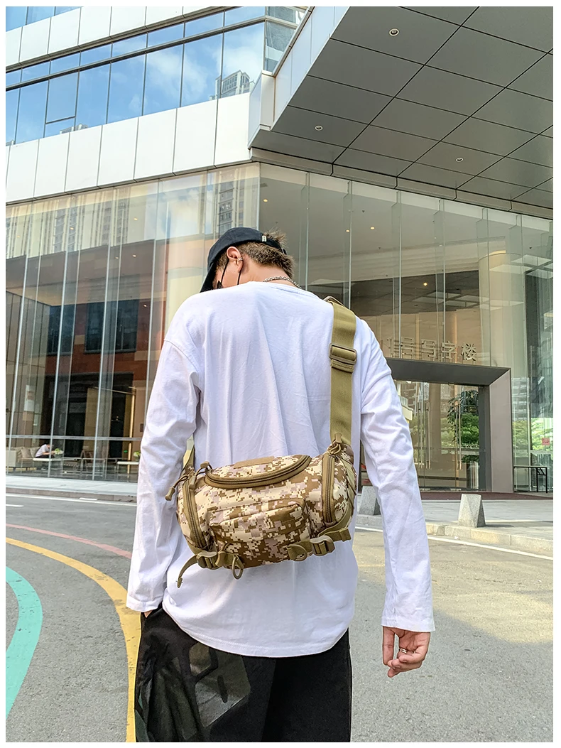 1000D Waterproof Oxford Men's Belt Fanny Pack Shoulder Messenger Bag Tactical Chest Bags