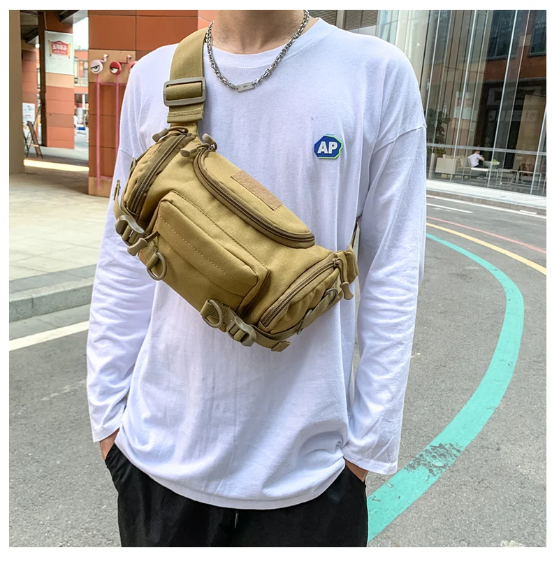 1000D Waterproof Oxford Men's Belt Fanny Pack Shoulder Messenger Bag Tactical Chest Bags
