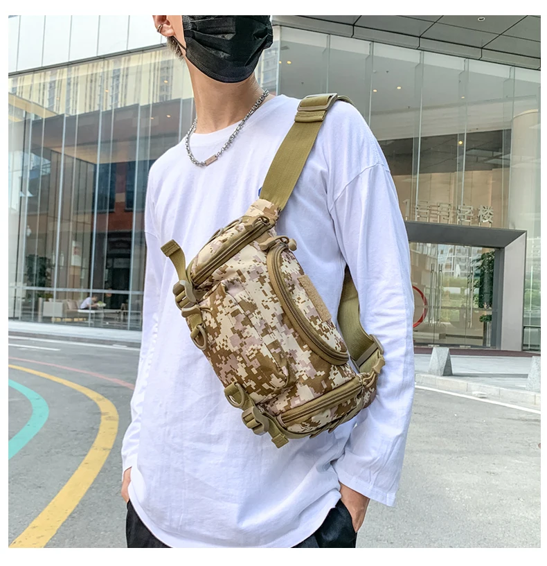 1000D Waterproof Oxford Men's Belt Fanny Pack Shoulder Messenger Bag Tactical Chest Bags