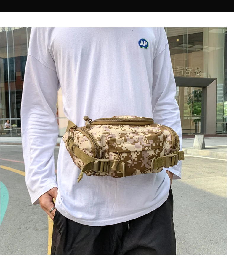 1000D Waterproof Oxford Men's Belt Fanny Pack Shoulder Messenger Bag Tactical Chest Bags