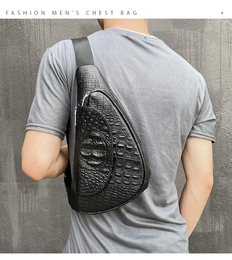 WESTAL Croco Designer Men's Sling Bags for Men Genuine Leather Shoulder Bags Fashion Outdoor Travel Crossbody Chest Bag/Pack 698