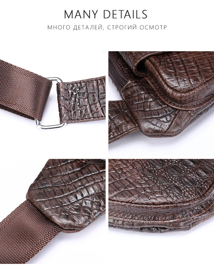 WESTAL Croco Designer Men's Sling Bags for Men Genuine Leather Shoulder Bags Fashion Outdoor Travel Crossbody Chest Bag/Pack 698