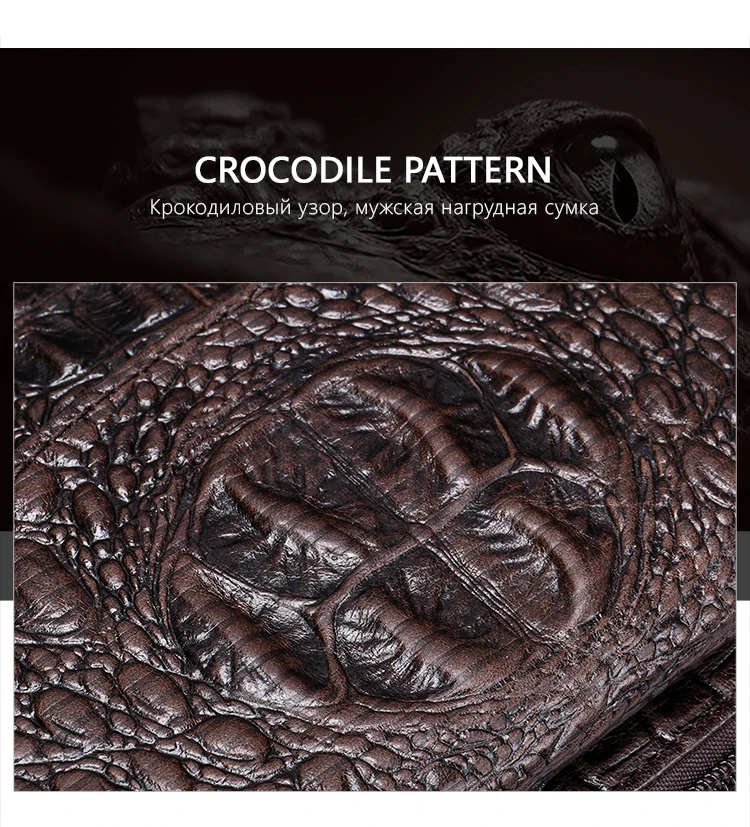 WESTAL Croco Designer Men's Sling Bags for Men Genuine Leather Shoulder Bags Fashion Outdoor Travel Crossbody Chest Bag/Pack 698