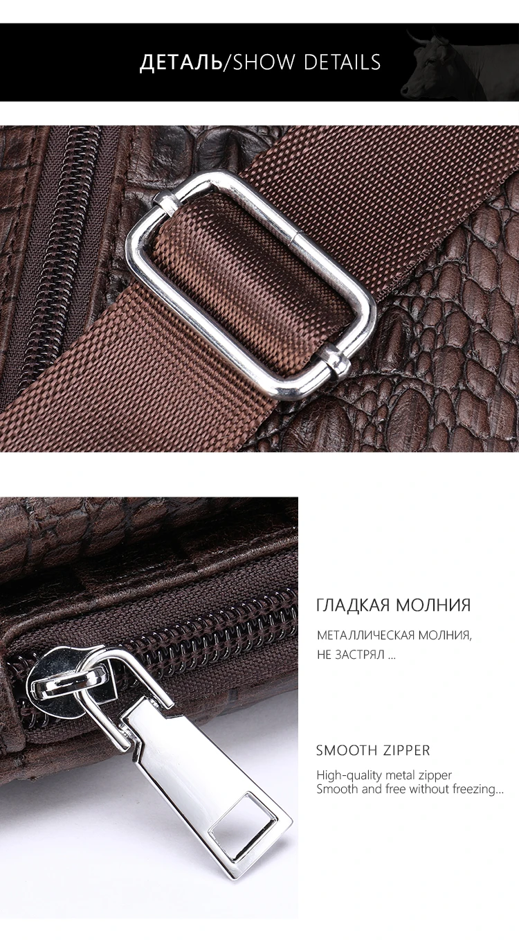 WESTAL Croco Designer Men's Sling Bags for Men Genuine Leather Shoulder Bags Fashion Outdoor Travel Crossbody Chest Bag/Pack 698