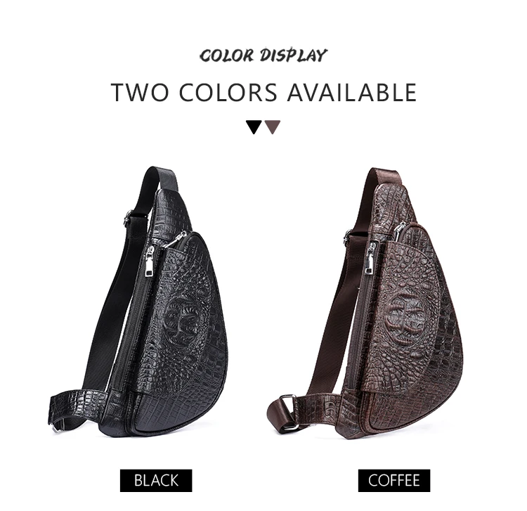 WESTAL Croco Designer Men's Sling Bags for Men Genuine Leather Shoulder Bags Fashion Outdoor Travel Crossbody Chest Bag/Pack 698