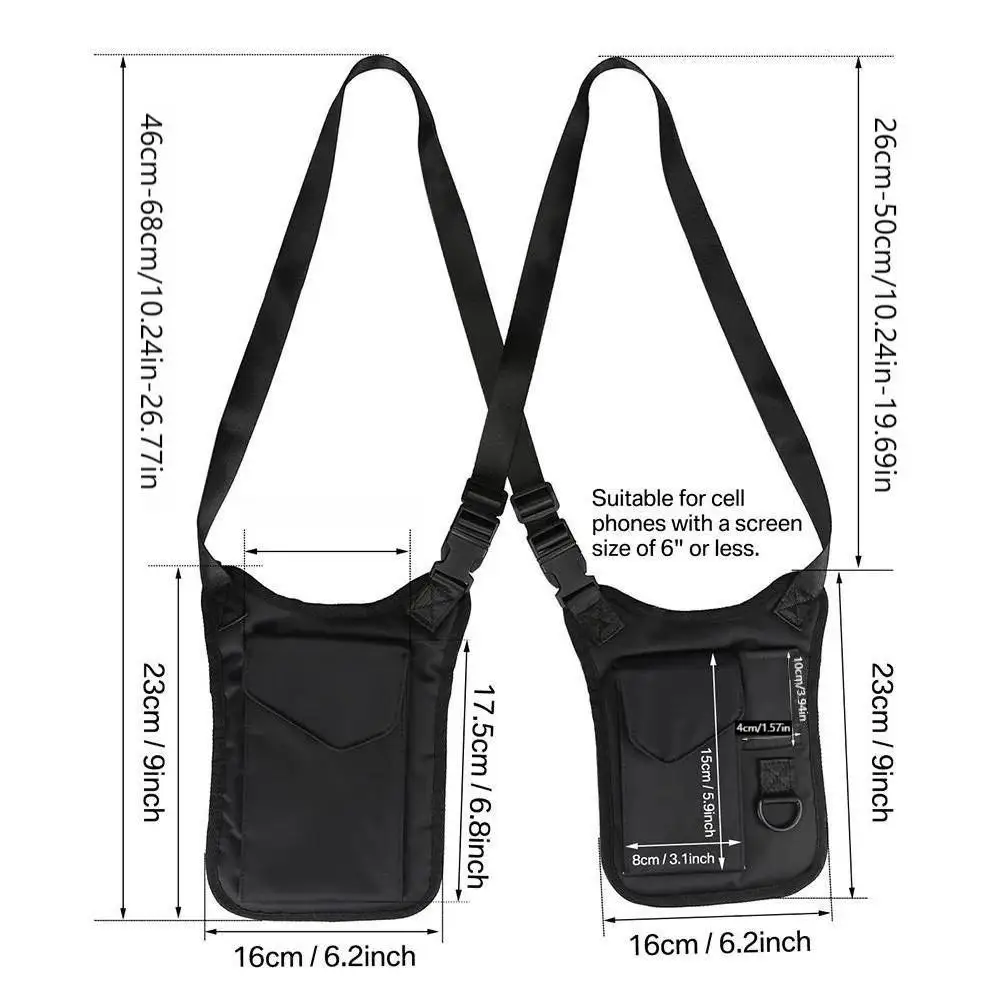 Men Outdoor Anti Theft Sling Chest Bag Concealed Crossbody Backpack Adjustable Shoulder Straps Multi Pockets