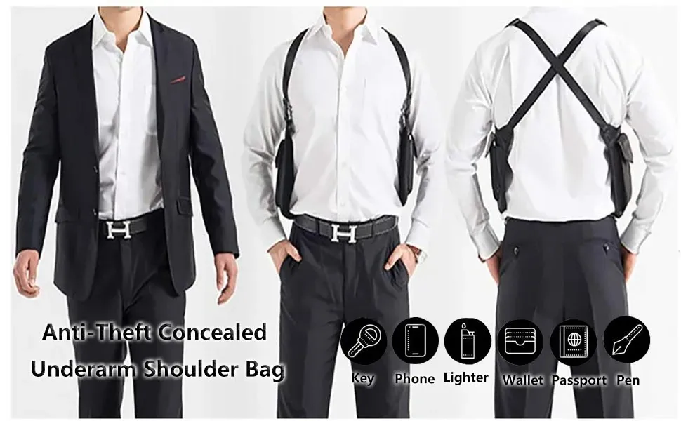 Men Outdoor Anti Theft Sling Chest Bag Concealed Crossbody Backpack Adjustable Shoulder Straps Multi Pockets