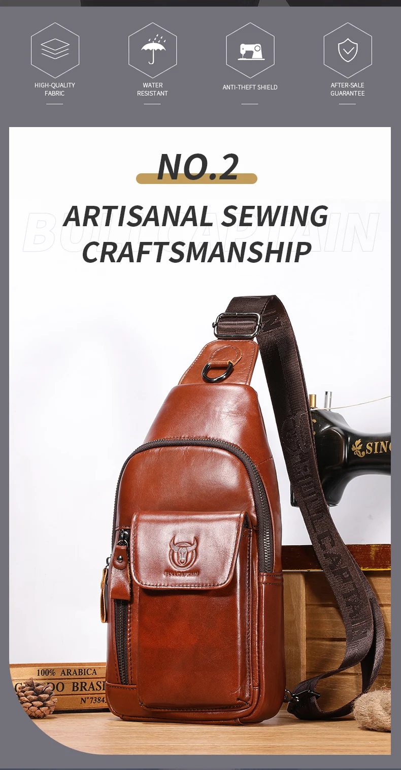 Bullcaptain Men's Multifunction Anti-theft Man Crossbody Cross Body Travel Sling Chest Bags Pack Messenger Pack for Male