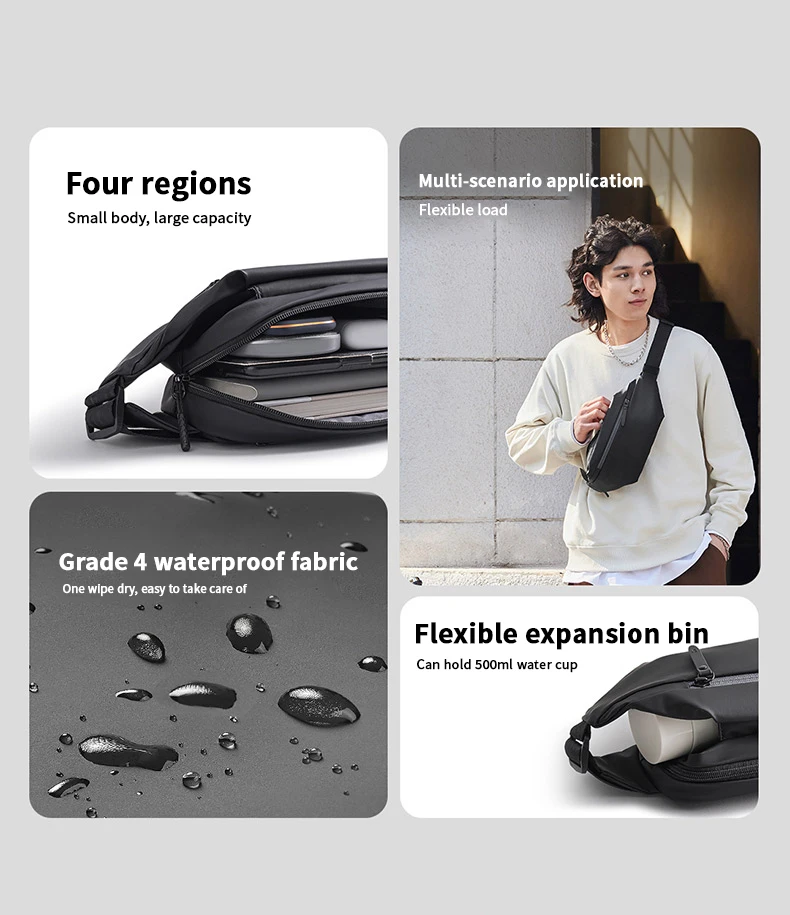 Xiaomi Mijia Chest Bag Multifunctional Leisure Portable Shoulder Bag Diagonal Bag Practical Multi-Zone Sports Purse