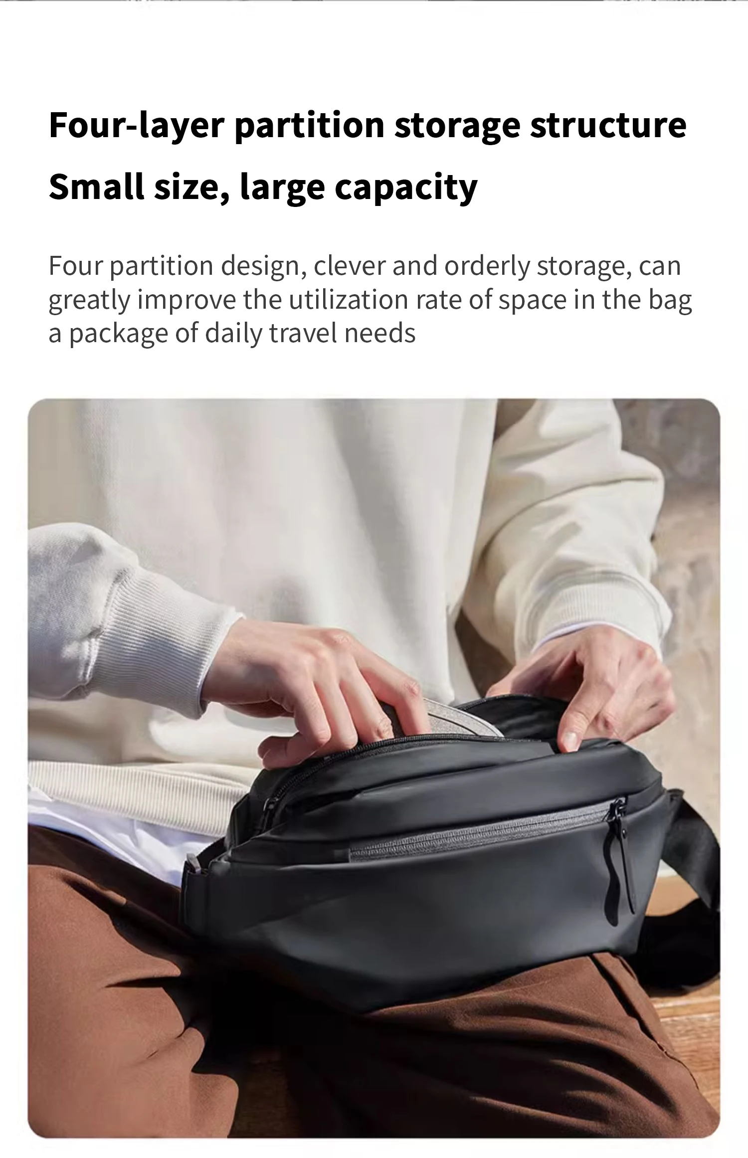 Xiaomi Mijia Chest Bag Multifunctional Leisure Portable Shoulder Bag Diagonal Bag Practical Multi-Zone Sports Purse