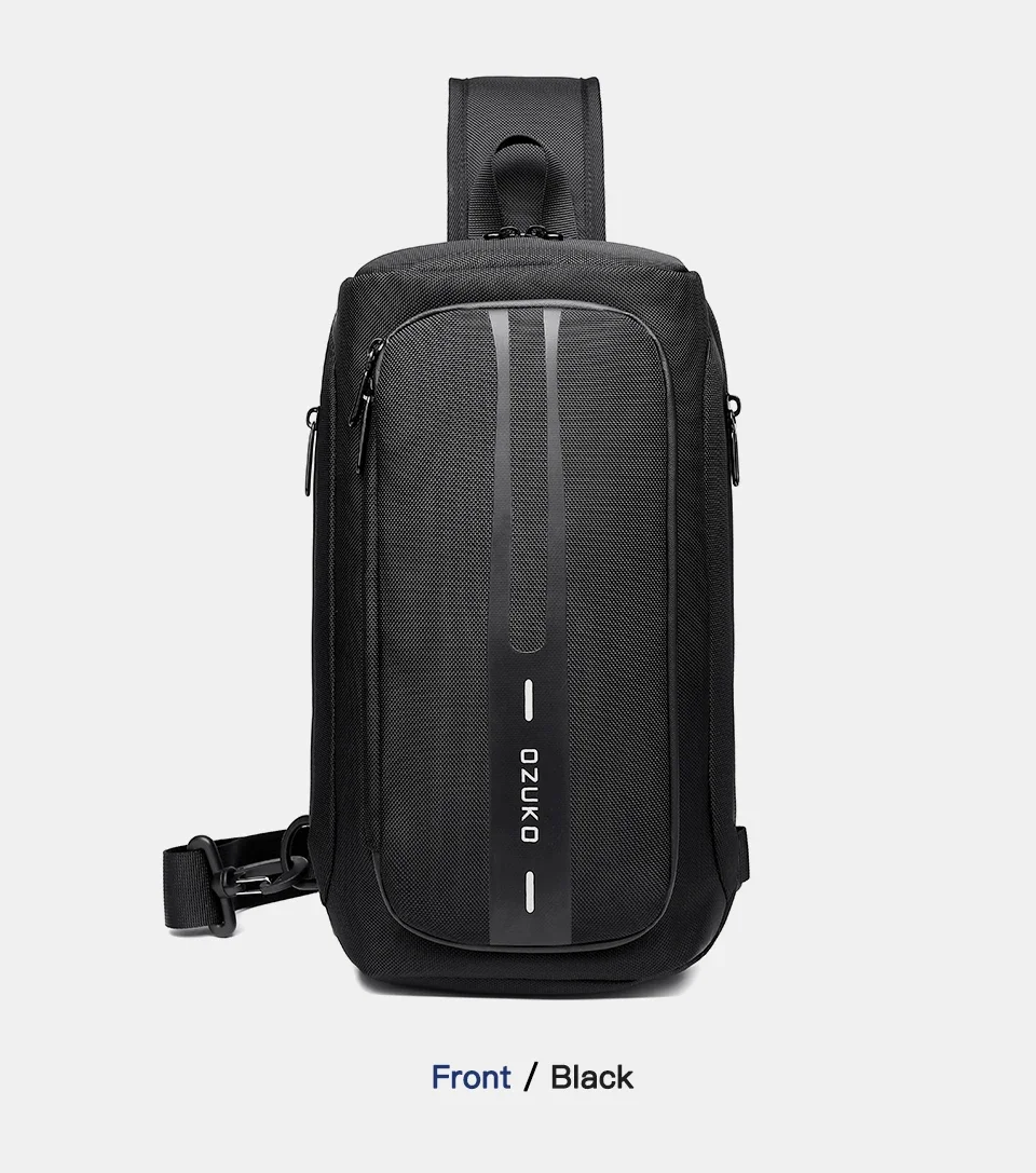 OZUKO Sling Bag Crossbody Bag Chest Bag Anti Theft Male Sling Messenger Bags Waterproof Male Outdoor Chest Pack Man USB Charge