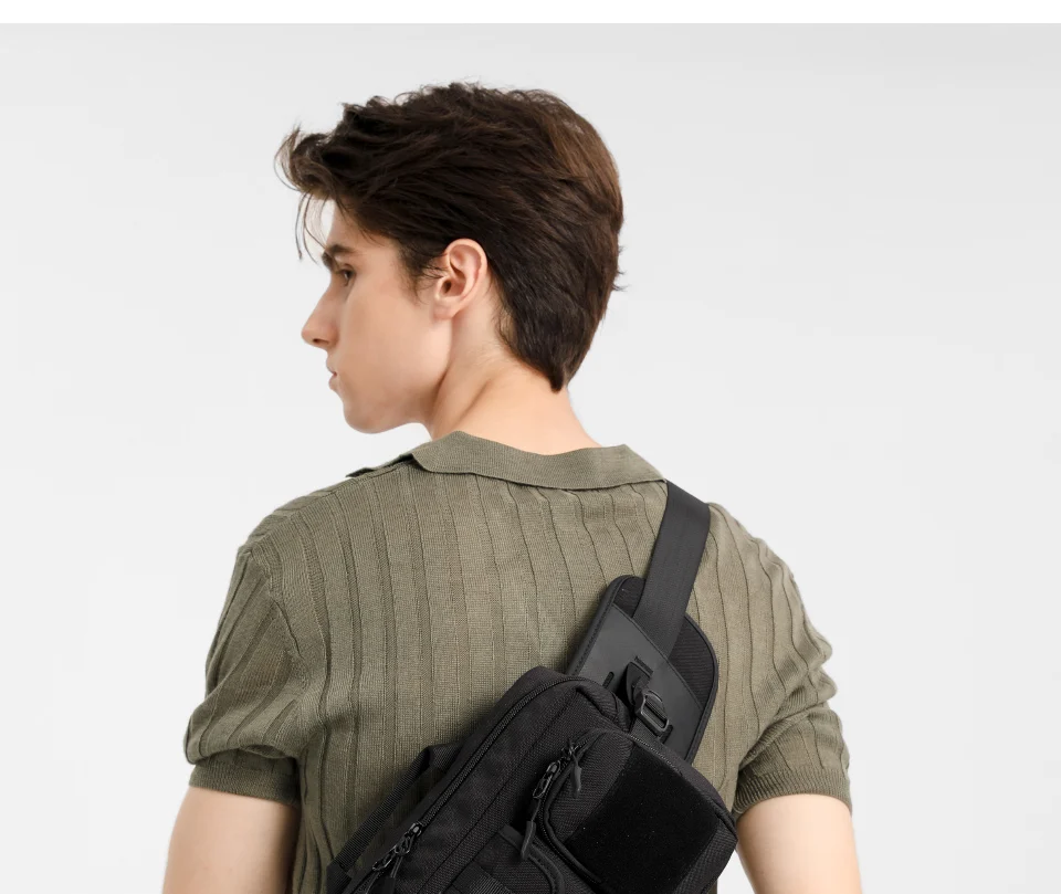OZUKO Belt Holder Male Waterproof Shoulder Bags Men Fashion Short Trip Messenger Bag USB Charging Crossbody Bag Teenage