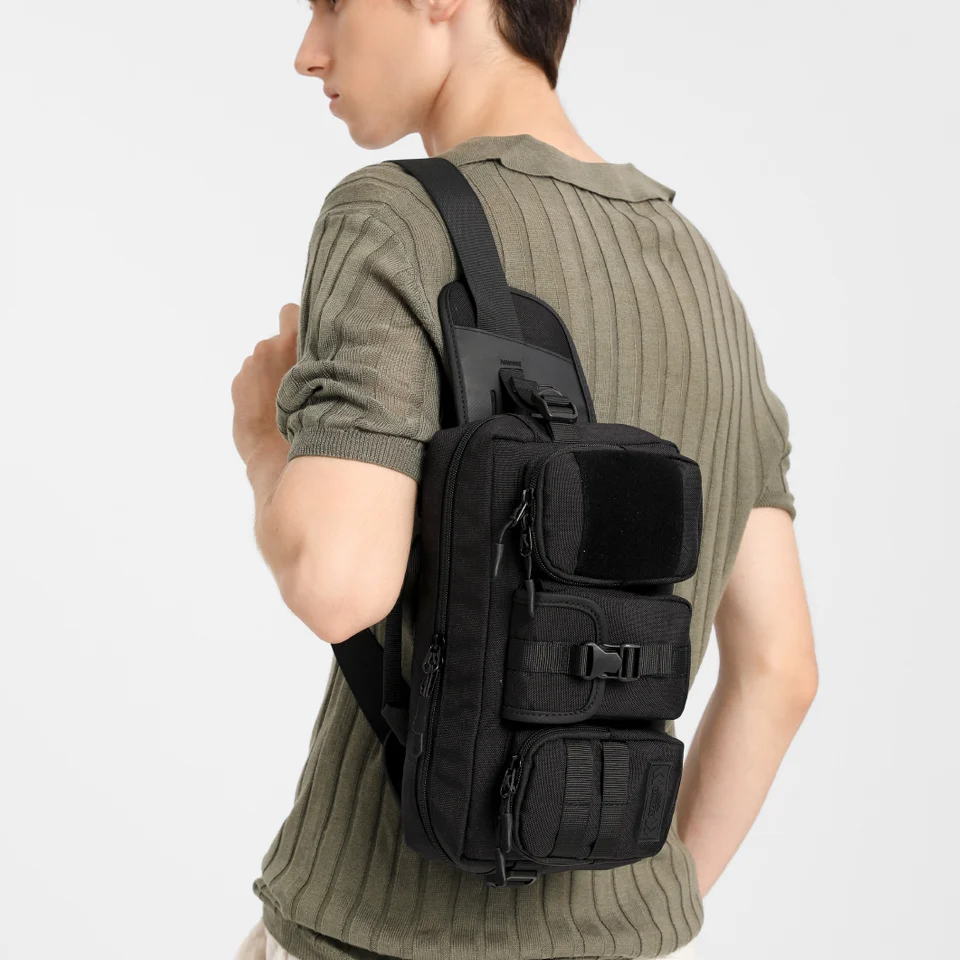 OZUKO Belt Holder Male Waterproof Shoulder Bags Men Fashion Short Trip Messenger Bag USB Charging Crossbody Bag Teenage