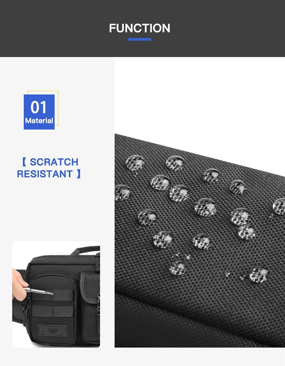 OZUKO Belt Holder Male Waterproof Shoulder Bags Men Fashion Short Trip Messenger Bag USB Charging Crossbody Bag Teenage