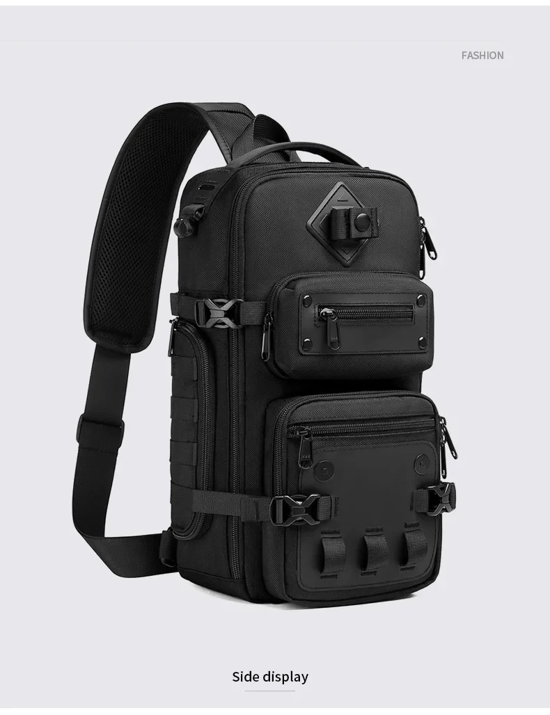 Ozuko Men's Chest Bag Belly Bags Outdoor Tactical One Shoulder Crossbody Bag High Capacity Waterproof Sports Bag For Man