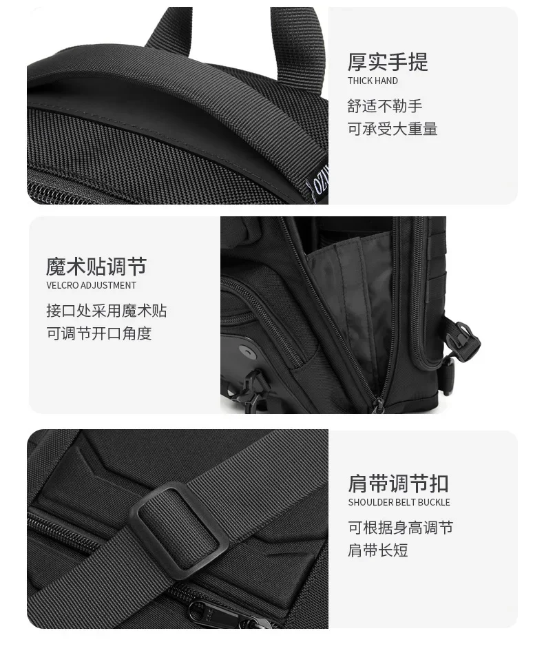 Ozuko Men's Chest Bag Belly Bags Outdoor Tactical One Shoulder Crossbody Bag High Capacity Waterproof Sports Bag For Man