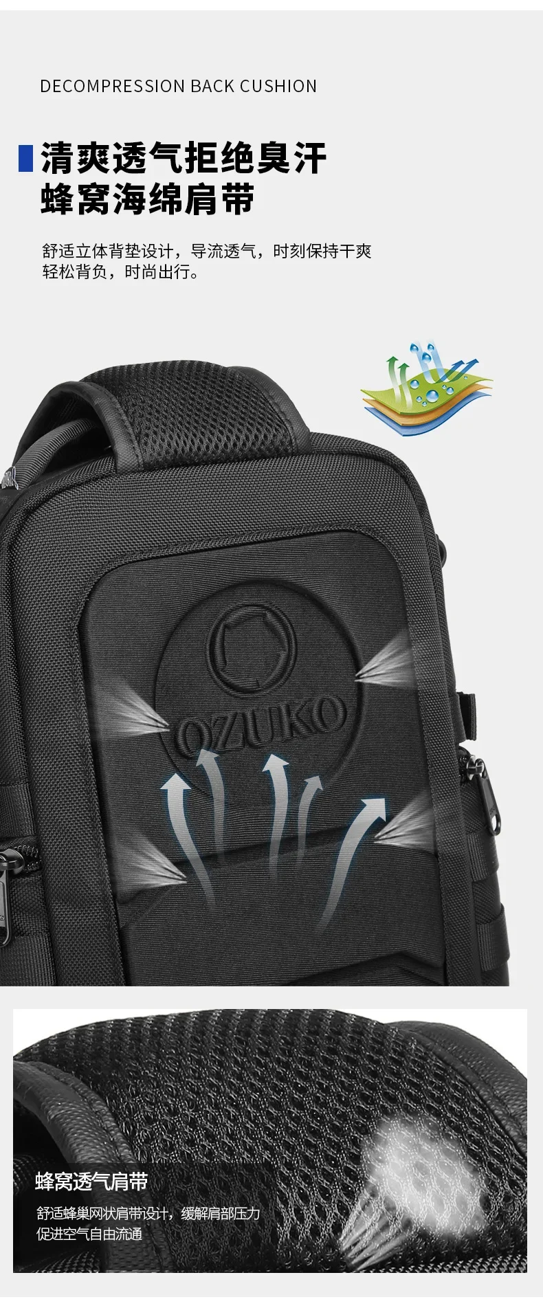 Ozuko Men's Chest Bag Belly Bags Outdoor Tactical One Shoulder Crossbody Bag High Capacity Waterproof Sports Bag For Man