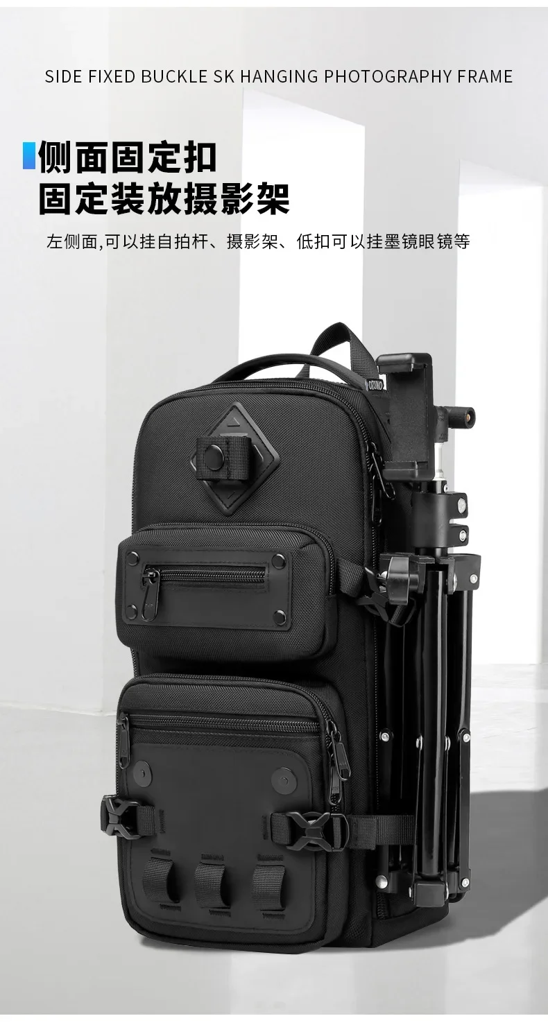 Ozuko Men's Chest Bag Belly Bags Outdoor Tactical One Shoulder Crossbody Bag High Capacity Waterproof Sports Bag For Man