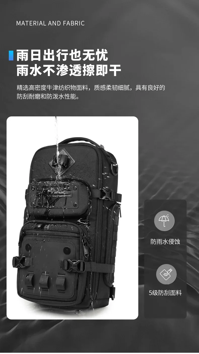 Ozuko Men's Chest Bag Belly Bags Outdoor Tactical One Shoulder Crossbody Bag High Capacity Waterproof Sports Bag For Man
