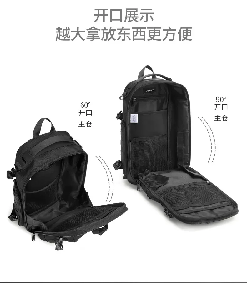 Ozuko Men's Chest Bag Belly Bags Outdoor Tactical One Shoulder Crossbody Bag High Capacity Waterproof Sports Bag For Man