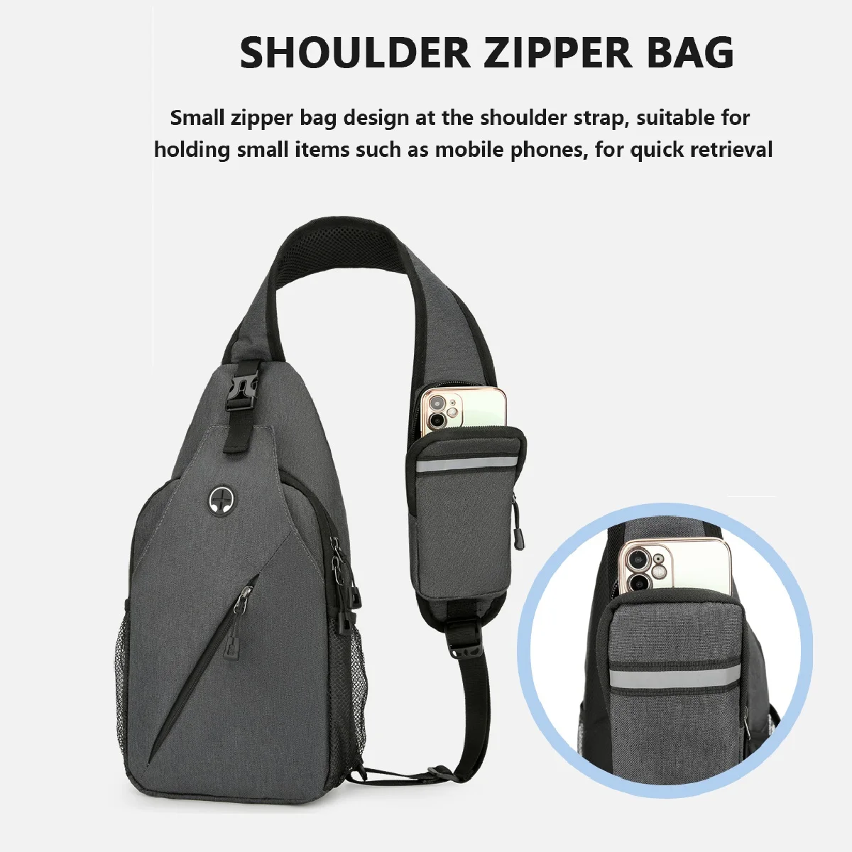 New casual chest bag men's mobile phone crossbody bag multifunctional lightweight outdoor sports shoulder bag