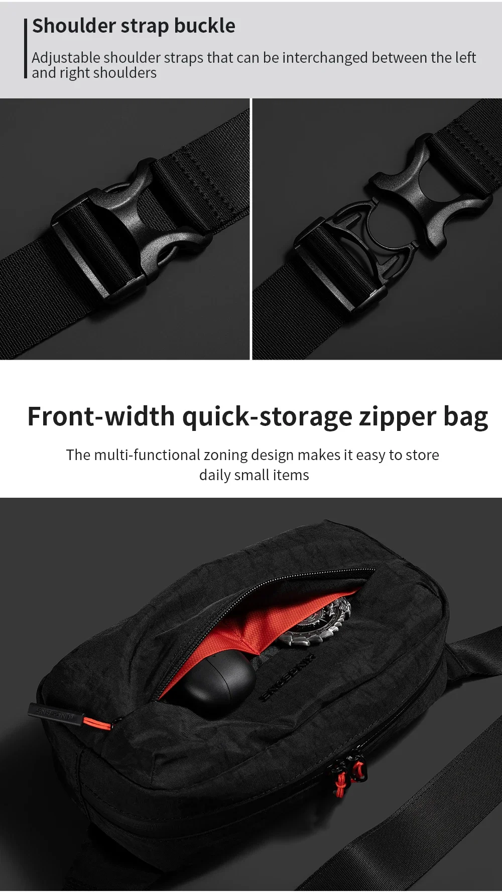 Kingsons Urban Ride Lite Sling Men Women Chest Bag Small Crossbody Bag 420D Nylon Waterproof Minimalist Travel Light 2025 New