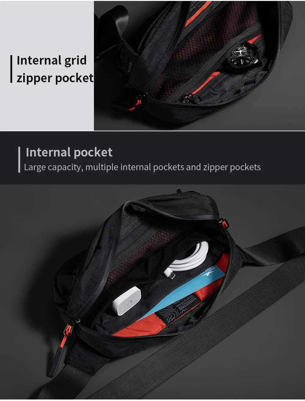 Kingsons Urban Ride Lite Sling Men Women Chest Bag Small Crossbody Bag 420D Nylon Waterproof Minimalist Travel Light 2025 New