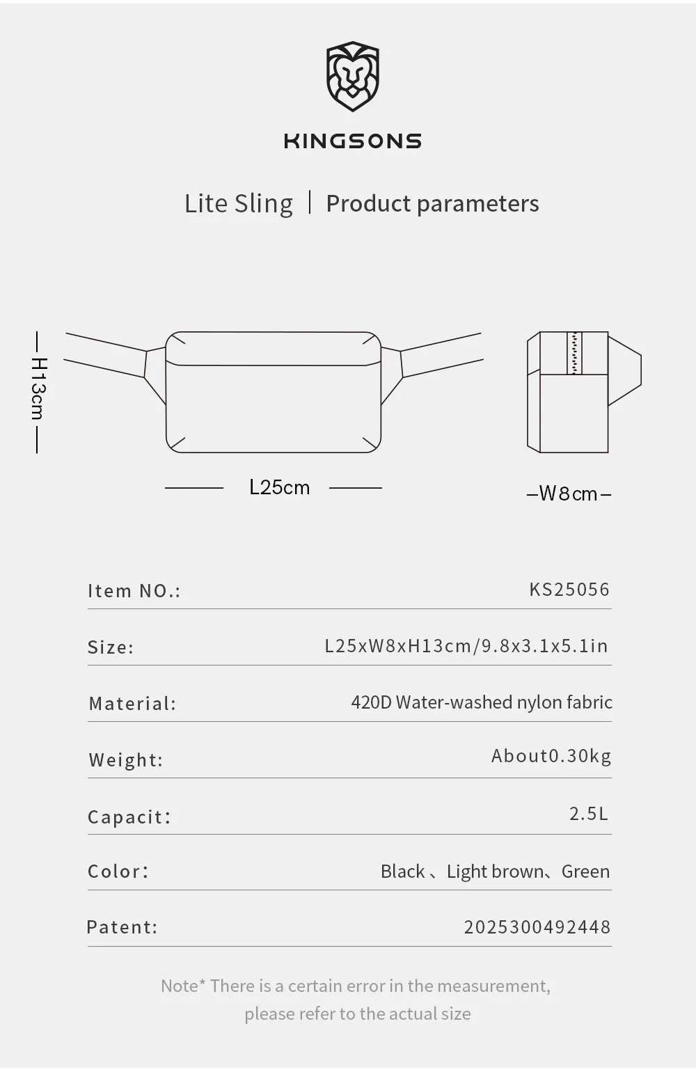 Kingsons Urban Ride Lite Sling Men Women Chest Bag Small Crossbody Bag 420D Nylon Waterproof Minimalist Travel Light 2025 New