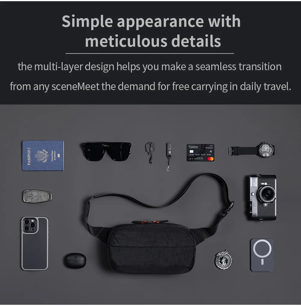 Kingsons Urban Ride Lite Sling Men Women Chest Bag Small Crossbody Bag 420D Nylon Waterproof Minimalist Travel Light 2025 New