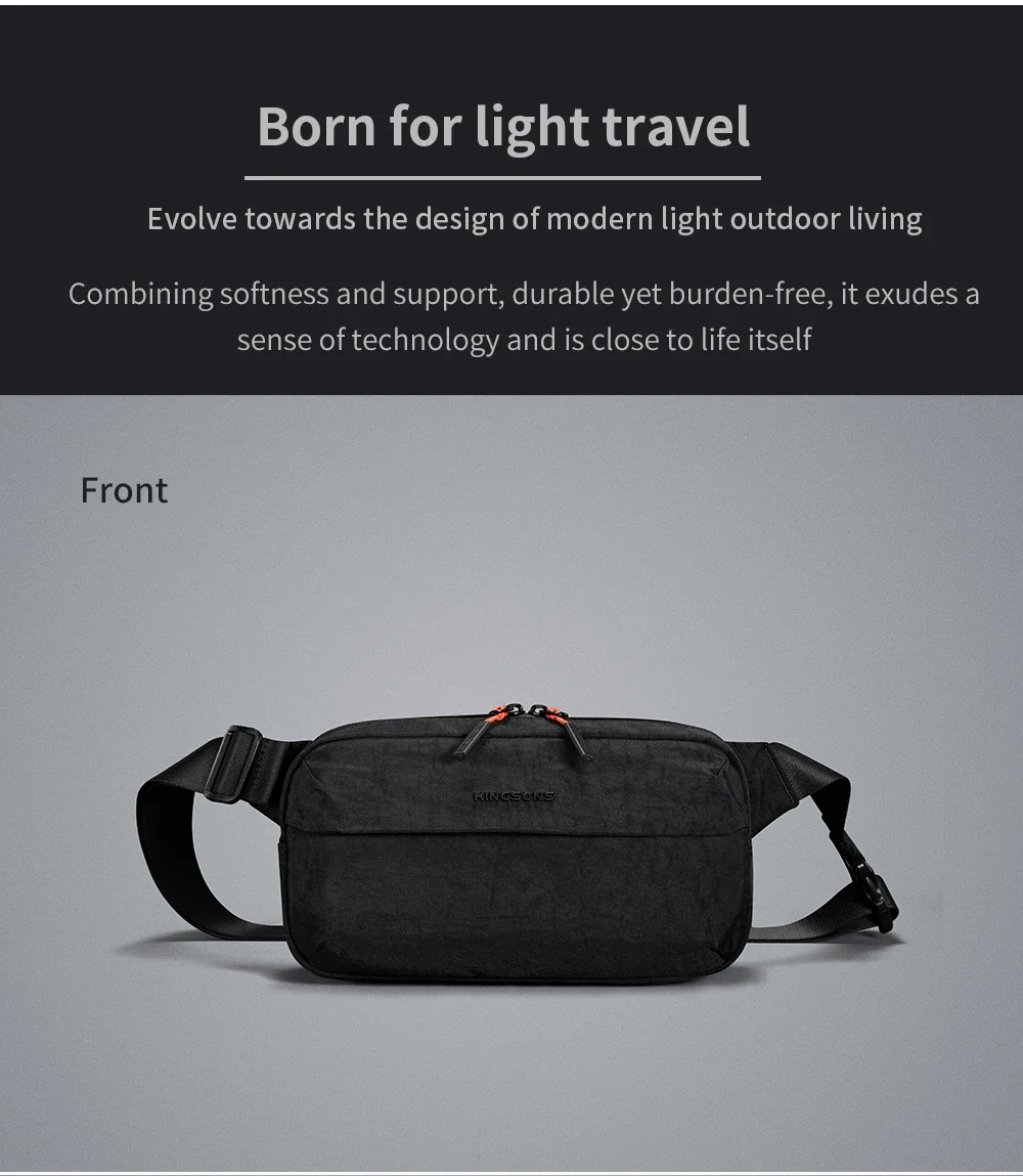 Kingsons Urban Ride Lite Sling Men Women Chest Bag Small Crossbody Bag 420D Nylon Waterproof Minimalist Travel Light 2025 New