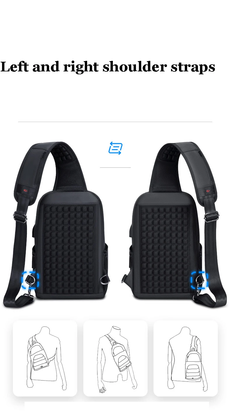 Designer Crossbody Fashion Shoulder USB Charging Sports GYM Messenger Sling Chest Bag Oxford Single Strap Running Men Waterproof