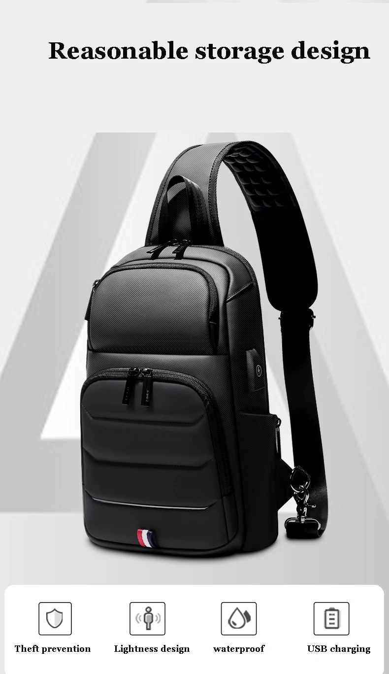 Designer Crossbody Fashion Shoulder USB Charging Sports GYM Messenger Sling Chest Bag Oxford Single Strap Running Men Waterproof