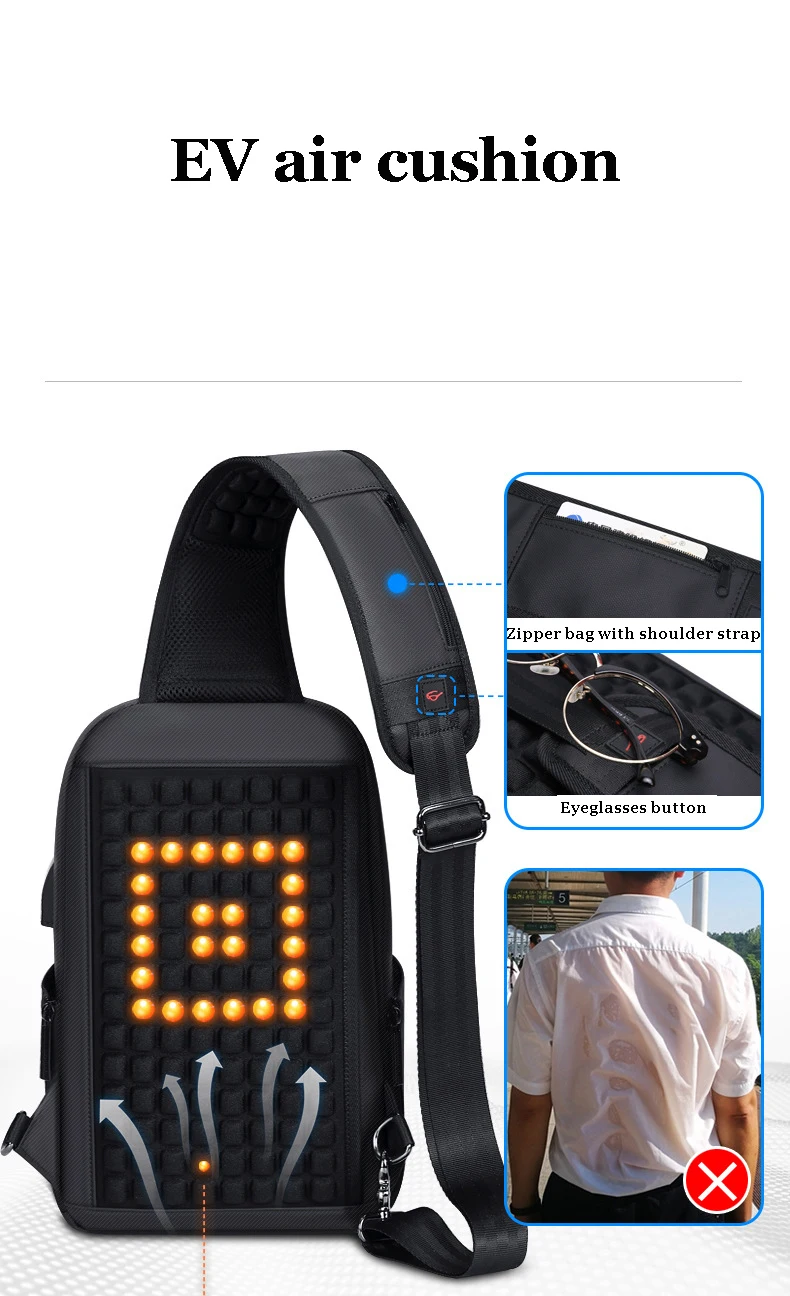 Designer Crossbody Fashion Shoulder USB Charging Sports GYM Messenger Sling Chest Bag Oxford Single Strap Running Men Waterproof
