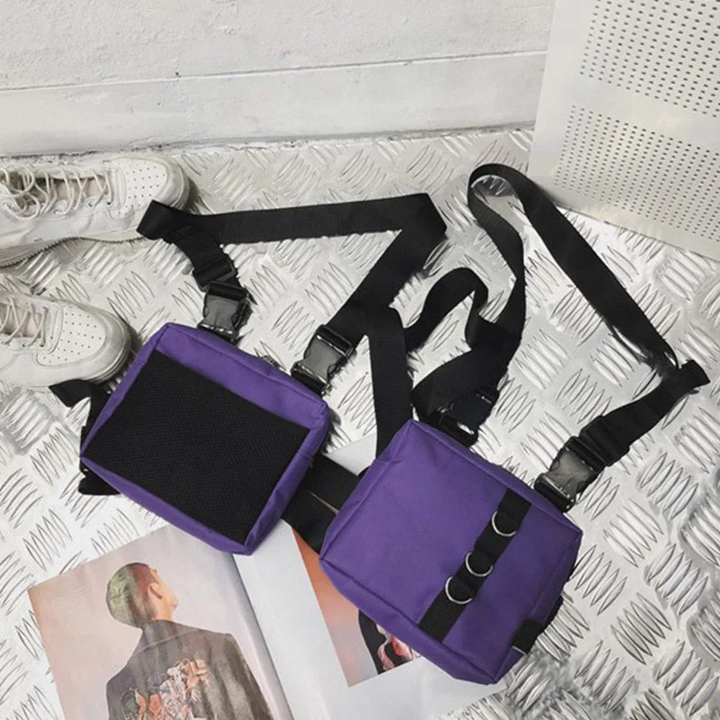 Hip Hop Chest Bag Tactical Streetwear Waist Pack Unisex Outdoor Functional Vest Bag Two Pockets Harness Chest Rig Bag Disco Pack