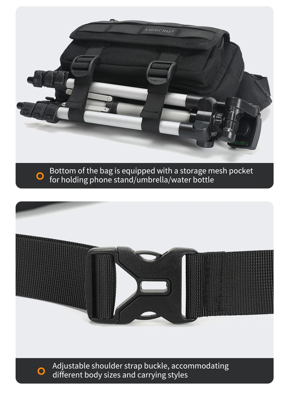 Tigernu Men's Crossbody Bag Large Capacity Waist Bag Male Sling Bag Hunting Outdoor Chest Bag Hiking Messenger Bag