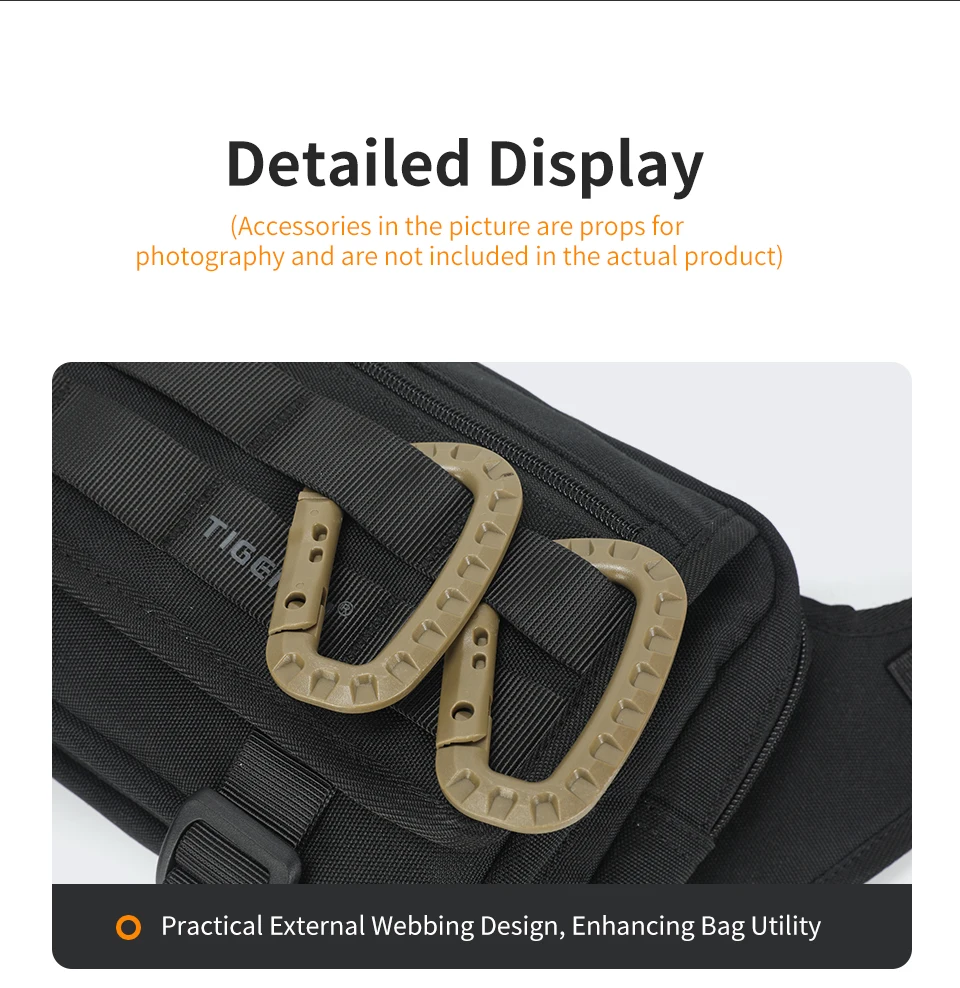 Tigernu Men's Crossbody Bag Large Capacity Waist Bag Male Sling Bag Hunting Outdoor Chest Bag Hiking Messenger Bag