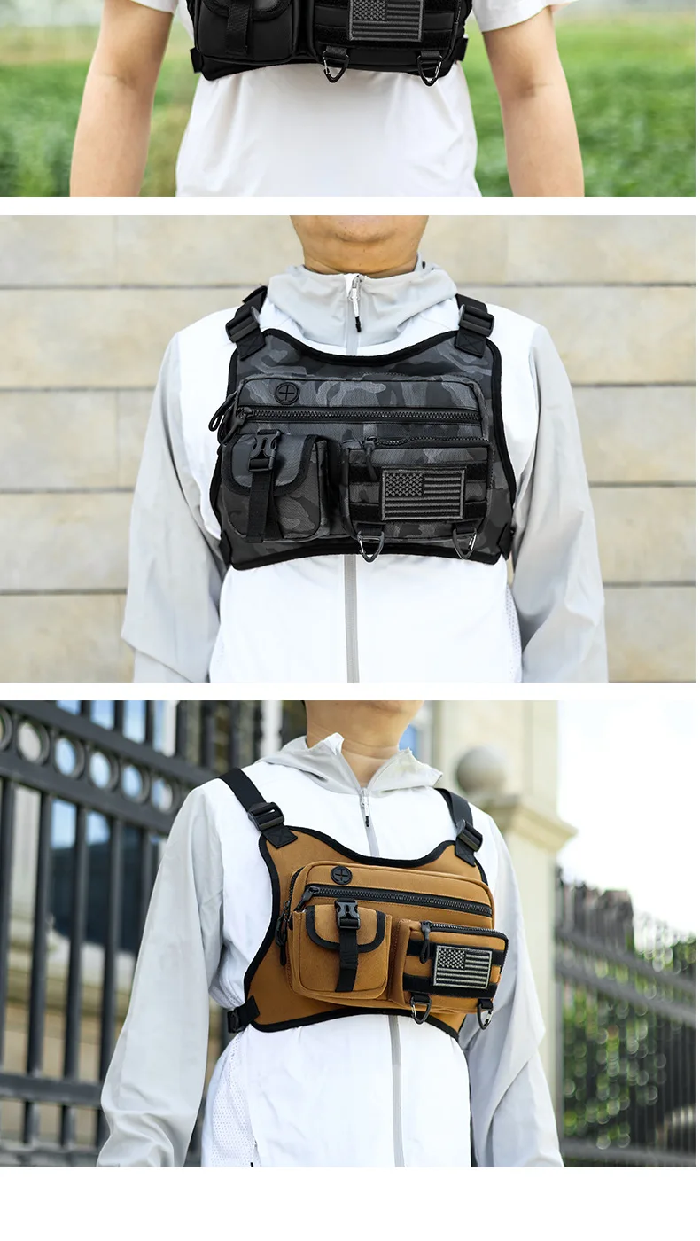 Front Sports Chest Bag With Adjustable Straps Vest bag Shoulder Backpack Large Capacity Outdoor Cycling Climbing bags Women Men