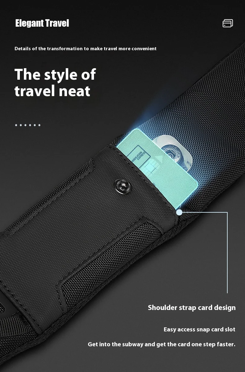 OZUKO Business Commuter Men's Chest Bag Fashion Multi-functional Shoulder Bag Lightweight Travel Waterproof Crossbody Bag