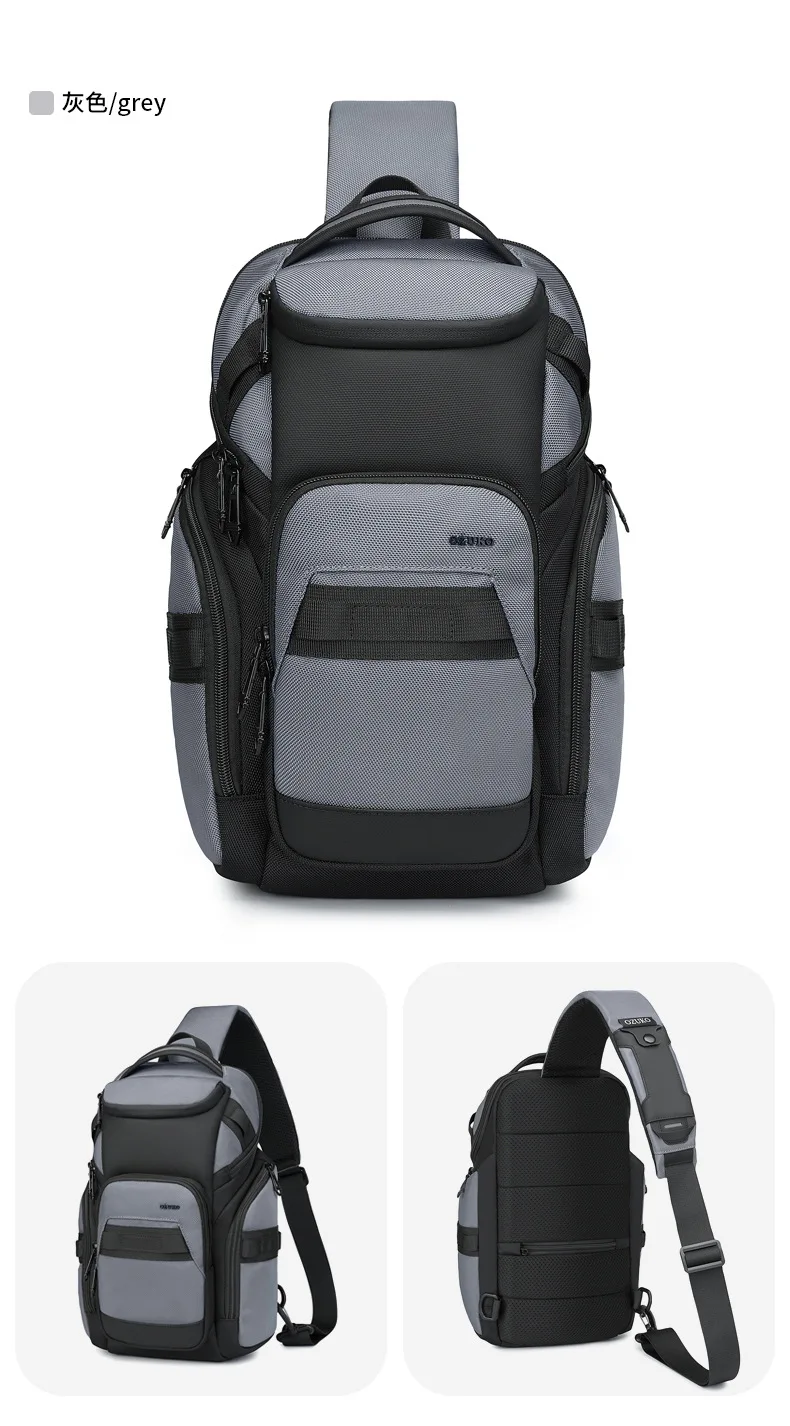 OZUKO Business Commuter Men's Chest Bag Fashion Multi-functional Shoulder Bag Lightweight Travel Waterproof Crossbody Bag