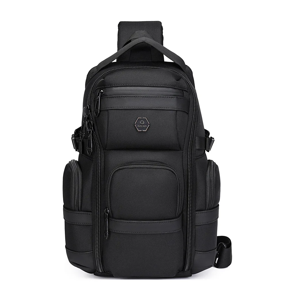 OZUKO Business Commuter Men's Chest Bag Fashion Multi-functional Shoulder Bag Lightweight Travel Waterproof Crossbody Bag