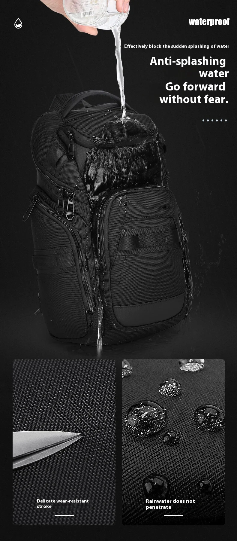 OZUKO Business Commuter Men's Chest Bag Fashion Multi-functional Shoulder Bag Lightweight Travel Waterproof Crossbody Bag