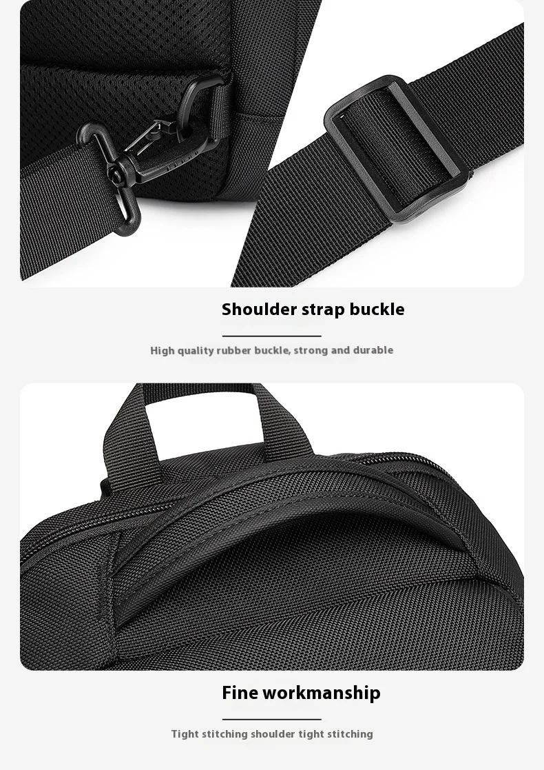 OZUKO Business Commuter Men's Chest Bag Fashion Multi-functional Shoulder Bag Lightweight Travel Waterproof Crossbody Bag