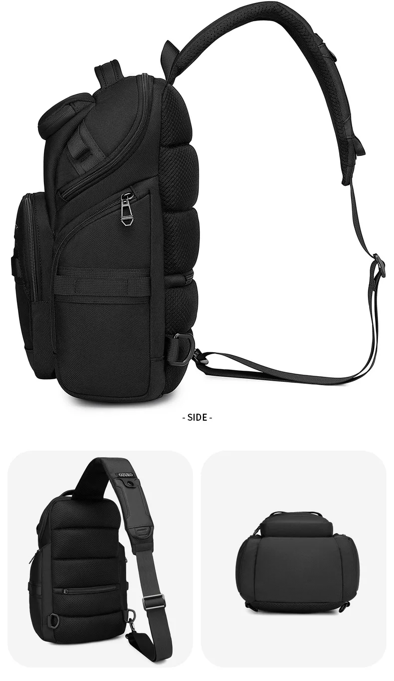 OZUKO Business Commuter Men's Chest Bag Fashion Multi-functional Shoulder Bag Lightweight Travel Waterproof Crossbody Bag