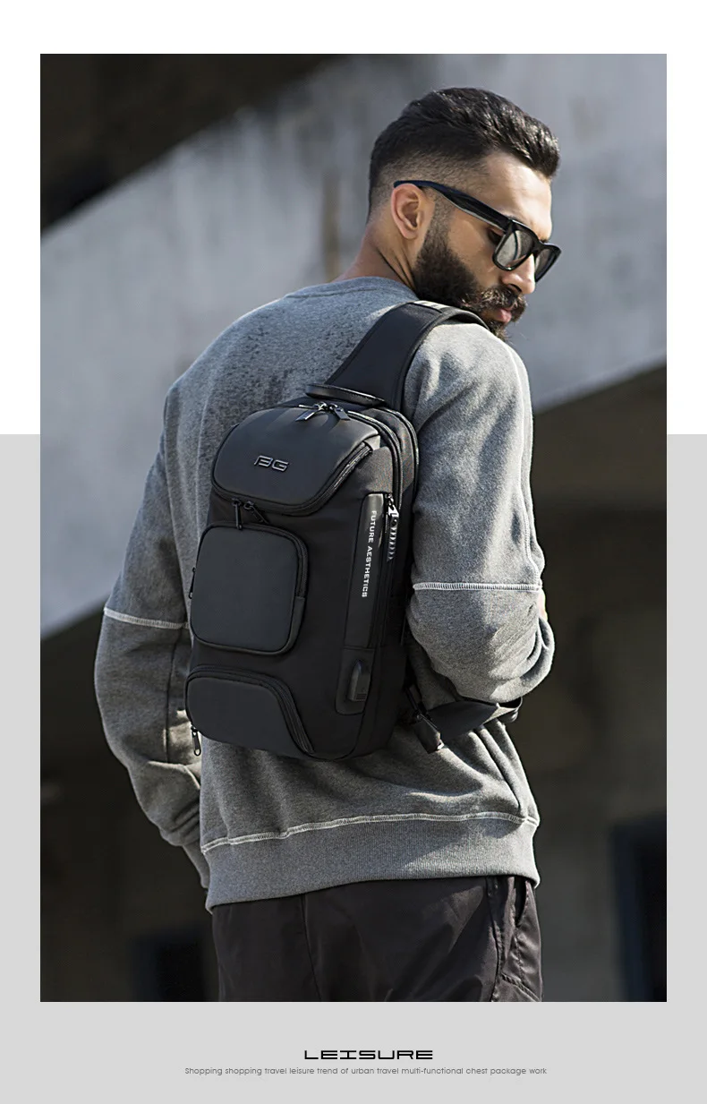 Bange Fashion Men's Luxurious Chest Bag Comfortable and Breathable Male Messenger Bag Crossbody Shoulder Bags