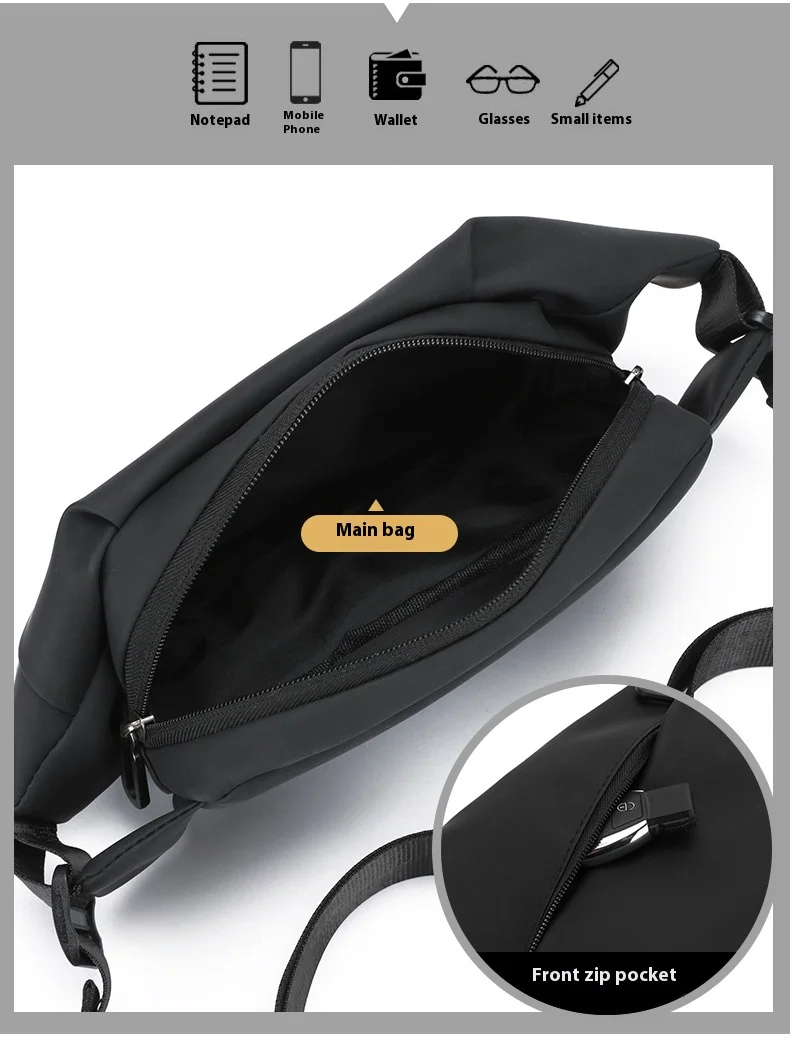 New Waist Bag, Outdoor Chest Bag, Business Crossbody Bag, Multifunctional and Trendy Chest Bag, Men's Sports Shoulder Bag